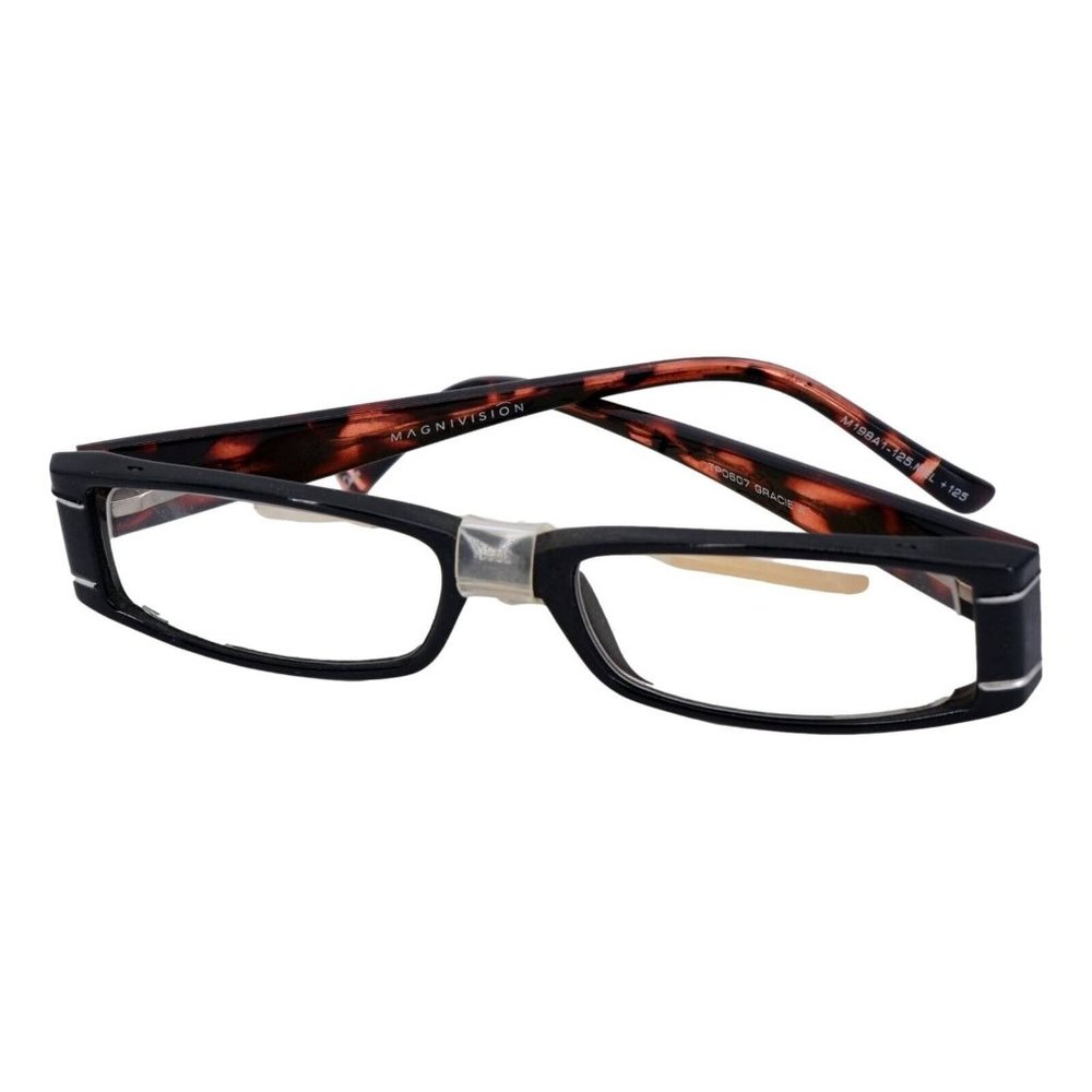 Magnivision Unisex Adults Rectangle Eyeglasses Black Brown TP0607 +1.25 New